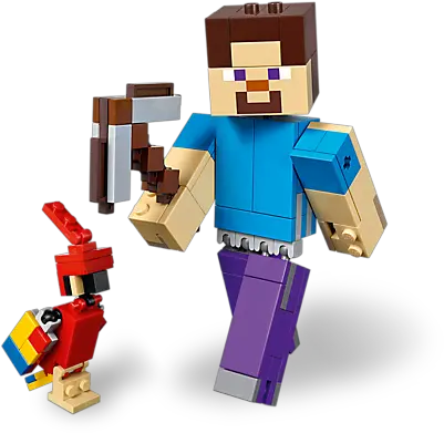 Steve Bigfig With Parrot Lego Minecraft Steve Png Minecraft Steve Png