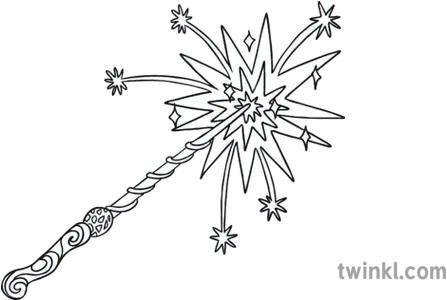 Magic Wand Mindfulness Colouring Harder Spell Ks1 Magic Wand To Colour Png Magic Wand Png