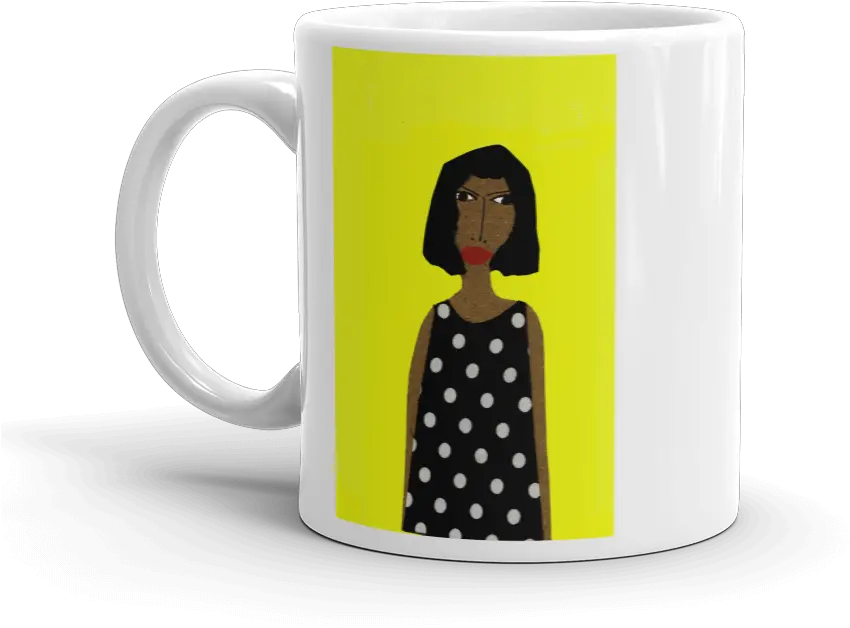 Download Hd Woman In Polka Dot Dress With Yellow Background Elon Musk Tweet Mug Png Polka Dot Background Png