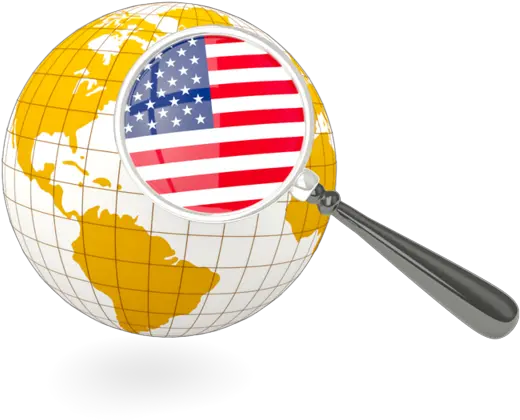 Magnified Flag With Globe Illustration Of United Globe With Canada Flag Png America Flag Icon