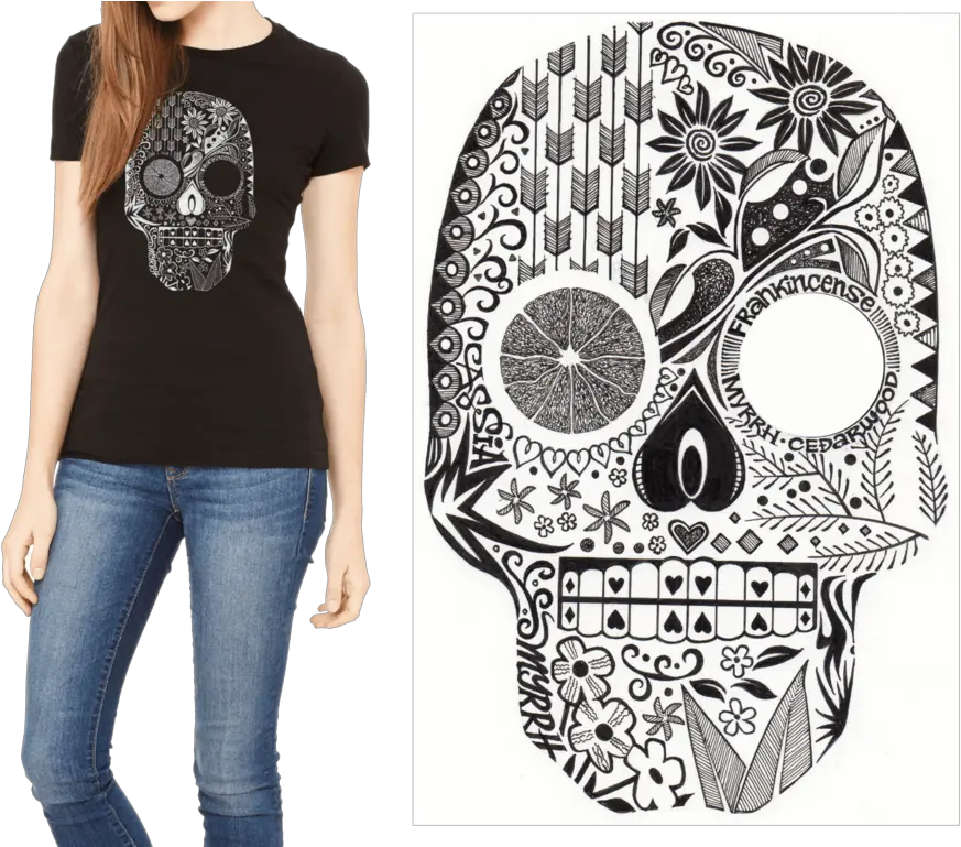 Download Hand Drawn Sugar Skull Png Image With No Background Bella Canvas Favorite Tee Sugar Skull Png