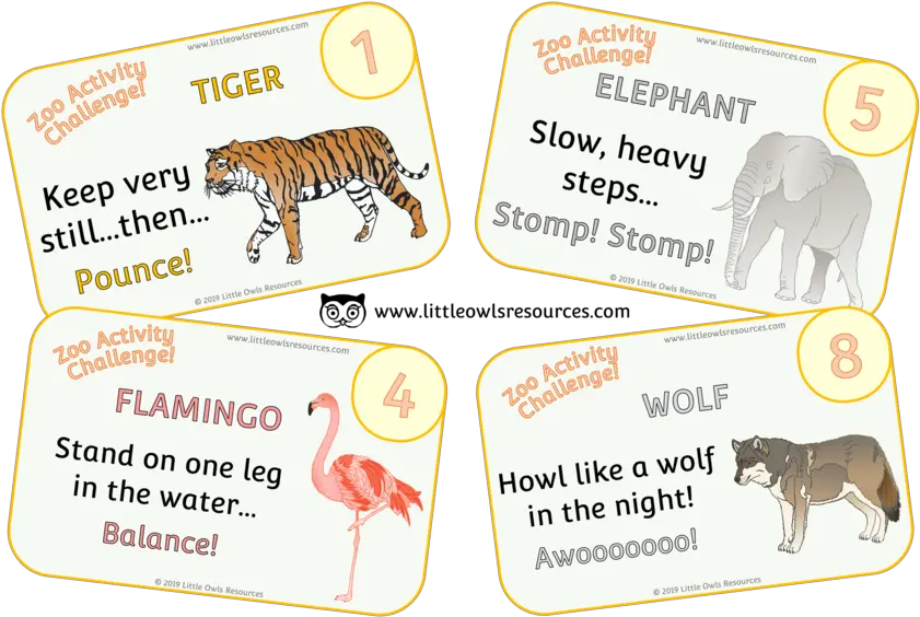 Free Zoo Activity Challenge Printable Early Yearsey Eyfs Zoo Animal Movement Cards Png Activity Png