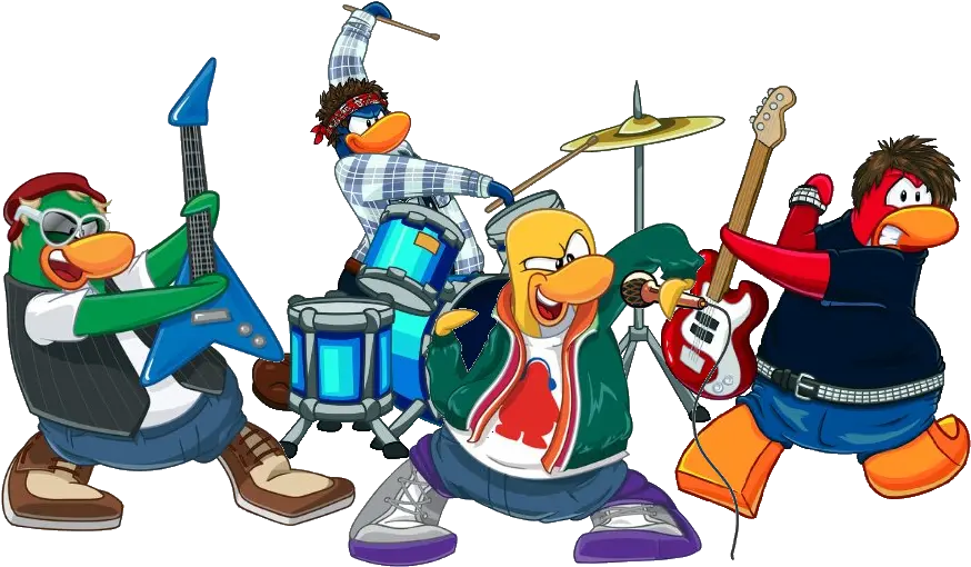 Rock Band Clip Art Cliparts And Others Inspiration Clipartix Penguin Band Club Penguin Png Band Png