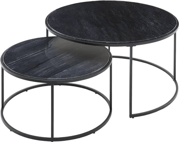 Black Marble Nest Of 2 Coffee Tables Png Table