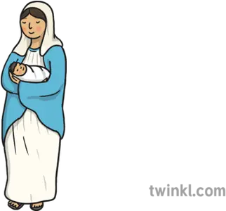 Mary With Baby Jesus 1 Illustration Religious Veil Png Baby Jesus Png