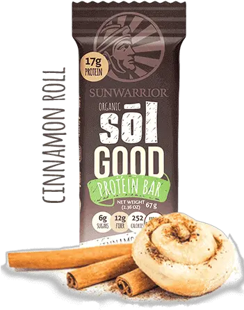 Sunwarrior Sol Good Protein Bar Cinnamon Roll 66g Sunwarrior Sol Good Protein Bars Png Cinnamon Roll Png