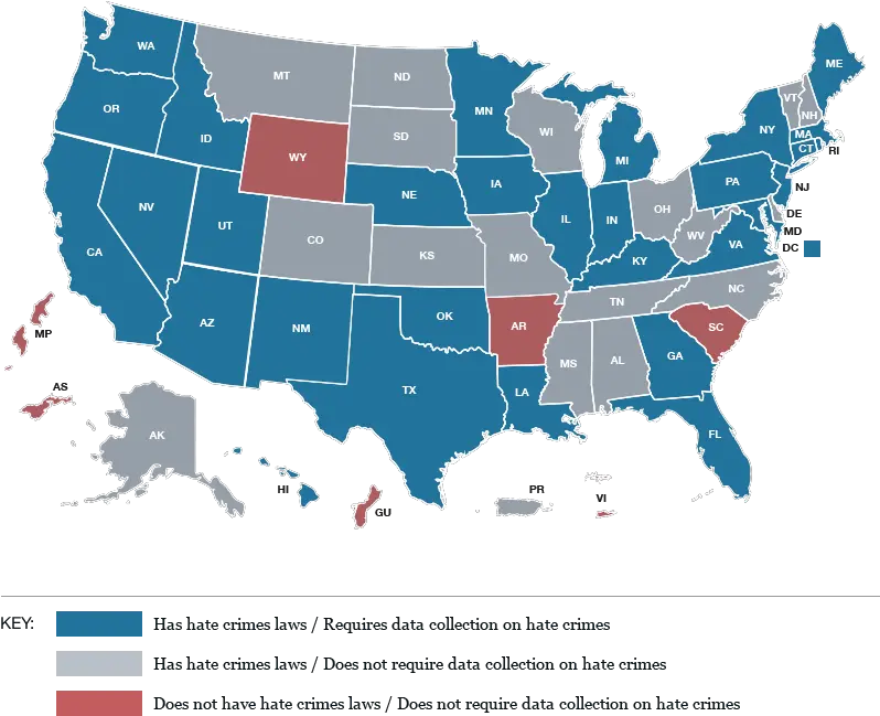 Laws And Policies Hatecrimes Department Of Justice States With Hate Crime Laws Png Us Map Transparent Background