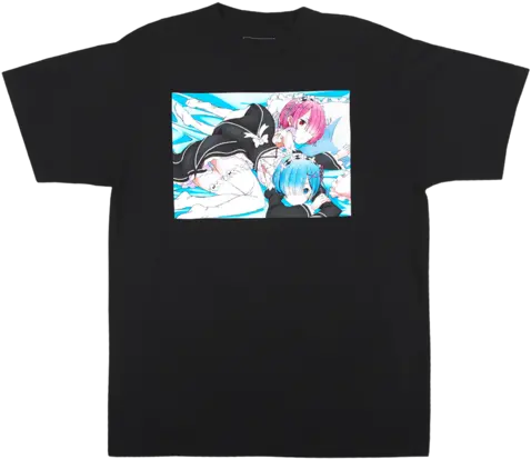 Rezero Rem And Ram Black Tee Supervillain Png Rem Re Zero Png