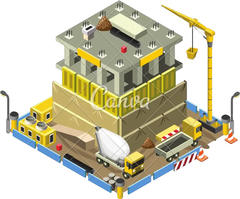 Building Under Construction 3d Isometric Vector Construction Crane Vector 3d Png Buildings Png