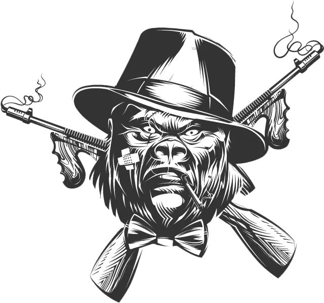 Download Gorilla Drawing Gangster Gangster Angry Gorilla Tattoo Png Gorilla Cartoon Png