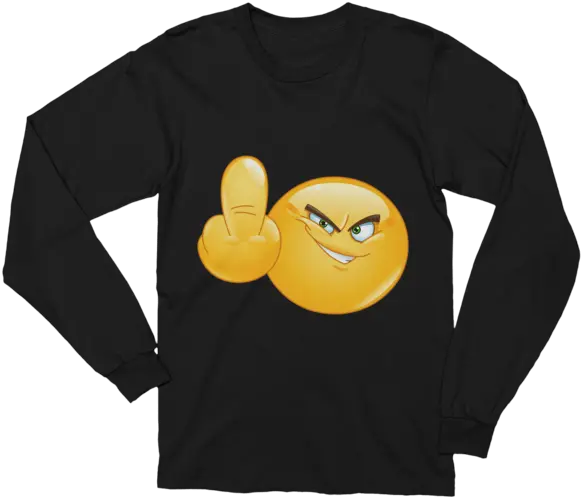 Unisex Middle Finger Emoji Long Sleeve T Shirt Christmas Messages Funny T Shirts Png Finger Emoji Png