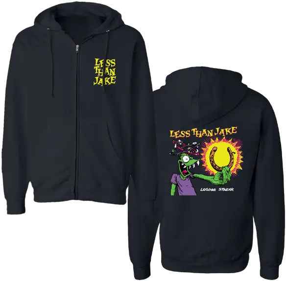 Less Than Jake Losing Streak Black Unisex Zip Up Hoodie Hooded Png Streak Icon