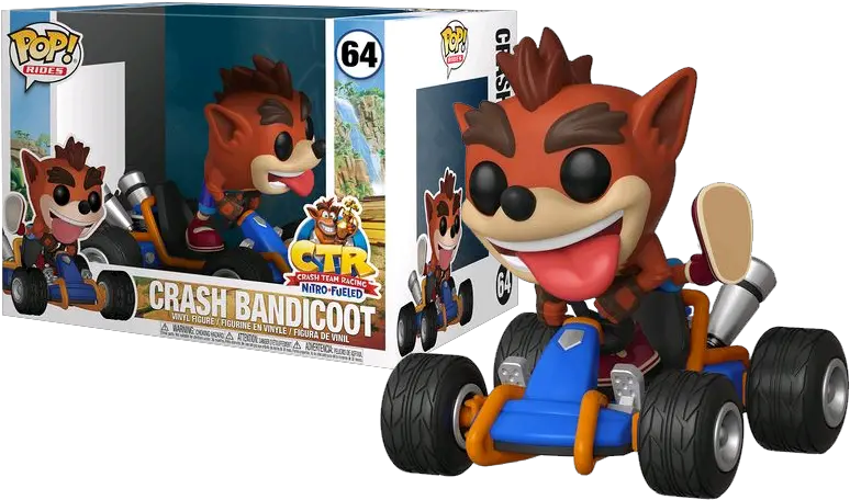 Crash Team Racing Nitro Fueled Crash Bandicoot In Gokart Pop Rides Vinyl Figure Crash Team Racing Funko Pop Png Crash Bandicoot Png