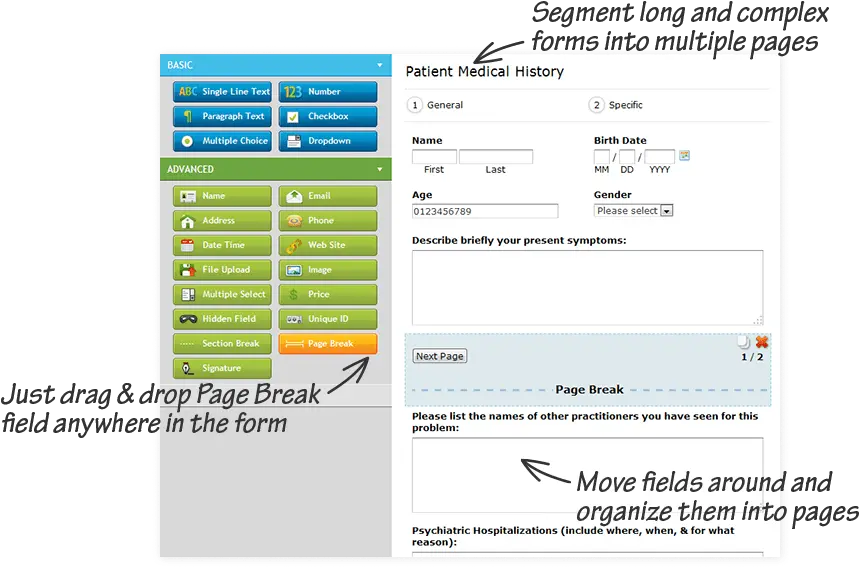 Download Hd Segment Advanced Forms Into Form Fields Date Png Page Break Png