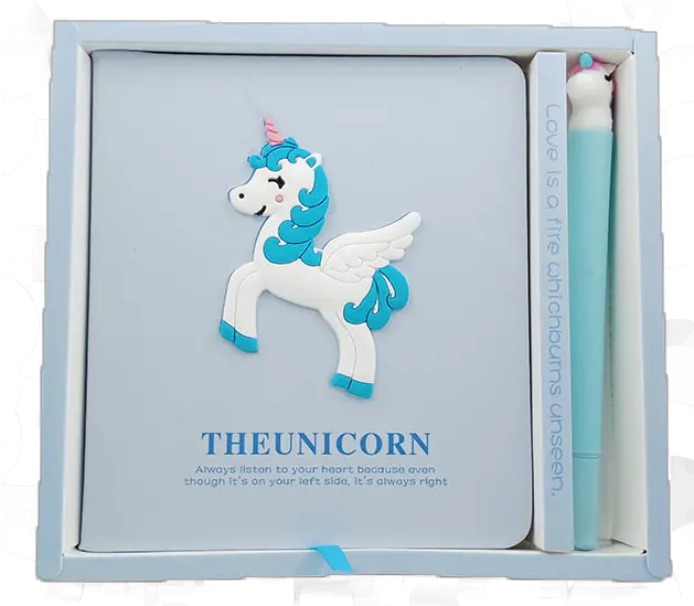 Creative Cute Lovely Blue Unicorn Diary Notebook With Pen Stallion Png Cute Unicorn Png