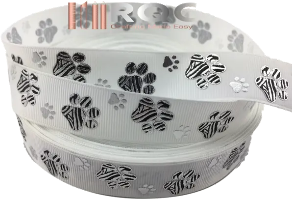 Paw Print Grosgrain Ribbon 78 White Ribbons With Zebra Ceramic Png White Paw Print Png