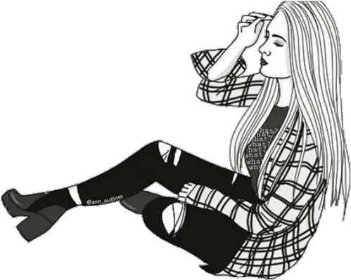 Popular Tumblr Girl Icon Black And White Image Desain Black And White Girl Drawing Png Tumblr Ask Icon