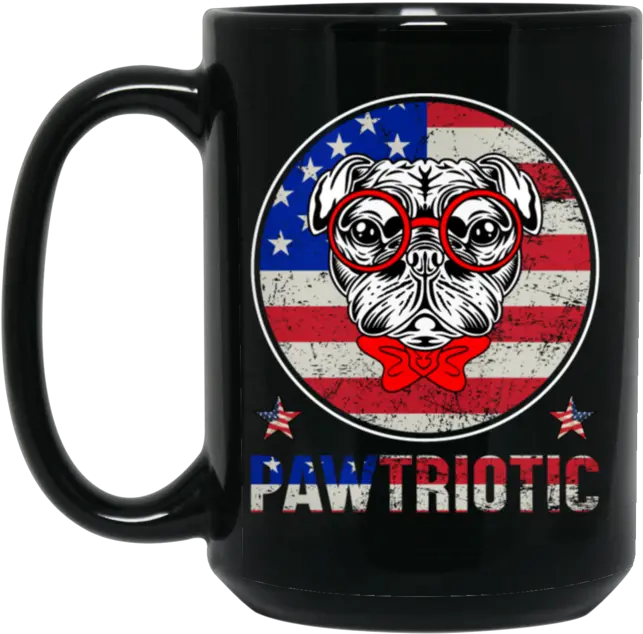 Pawtriotic 4th Of July Happy Black Mug Png