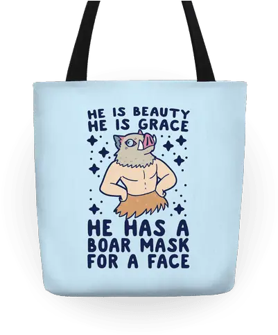 He Is Beauty Grace Has A Boar Mask For Face Demon Slayer Totes Lookhuman Tote Bag Png Demon Slayer Png