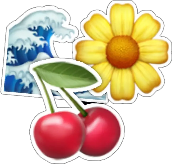 Emojis Iphone Iphoneemojis Cherries Yellow Flower Emoji Png Wave Emoji Png