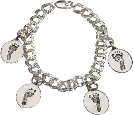 Download Charm Bracelet With 4 Unique Footprints Baby Solid Png Baby Footprint Png