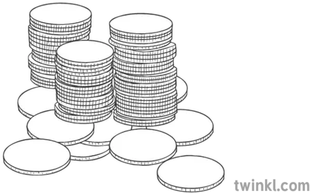 Coin Stack Money Ks3 Ks4 Black And White Illustration Twinkl Dot Png Money Stack Transparent