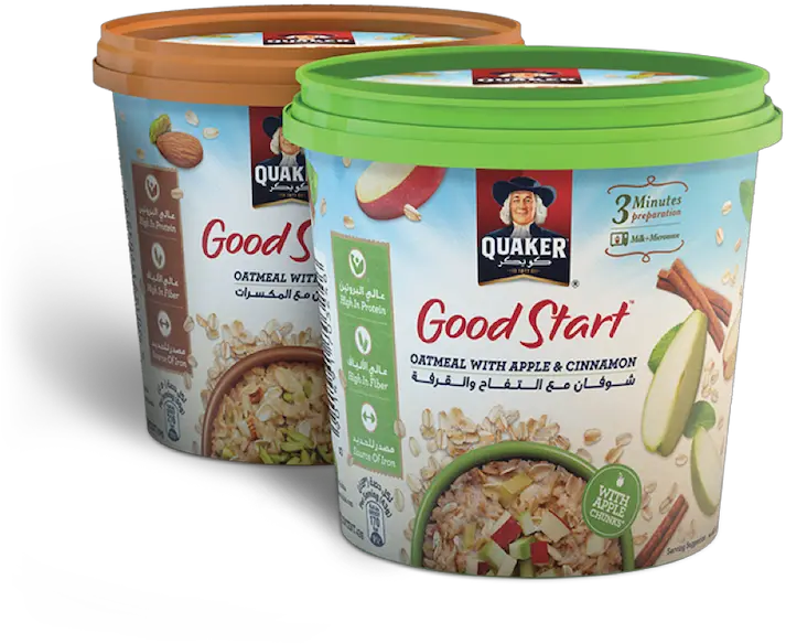 Good Start Oatmeal Pots With Apple And Cinnamon U2013 Quaker Arabia Quaker Oats Company Png Oatmeal Png