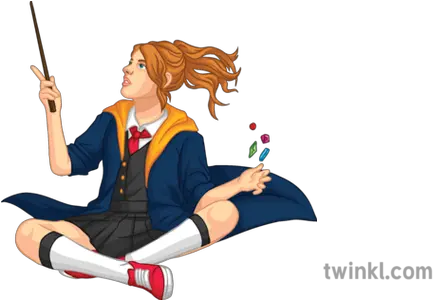 Witch Student Girl Using Magic Parry Hotter Wizard Student Wizard Png Wizard Transparent