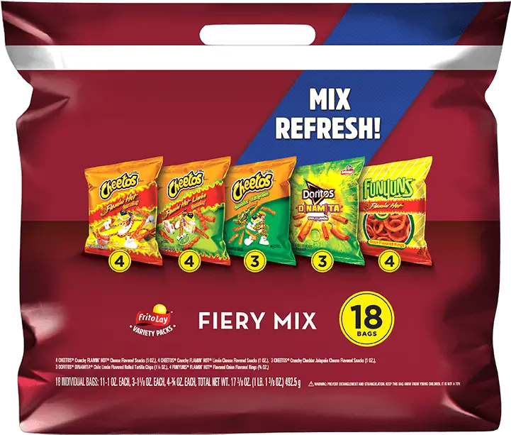 Frito Lay Fiery Mix Variety Pack Variety Packs Variety Pack Of Chips Png Doritos Png