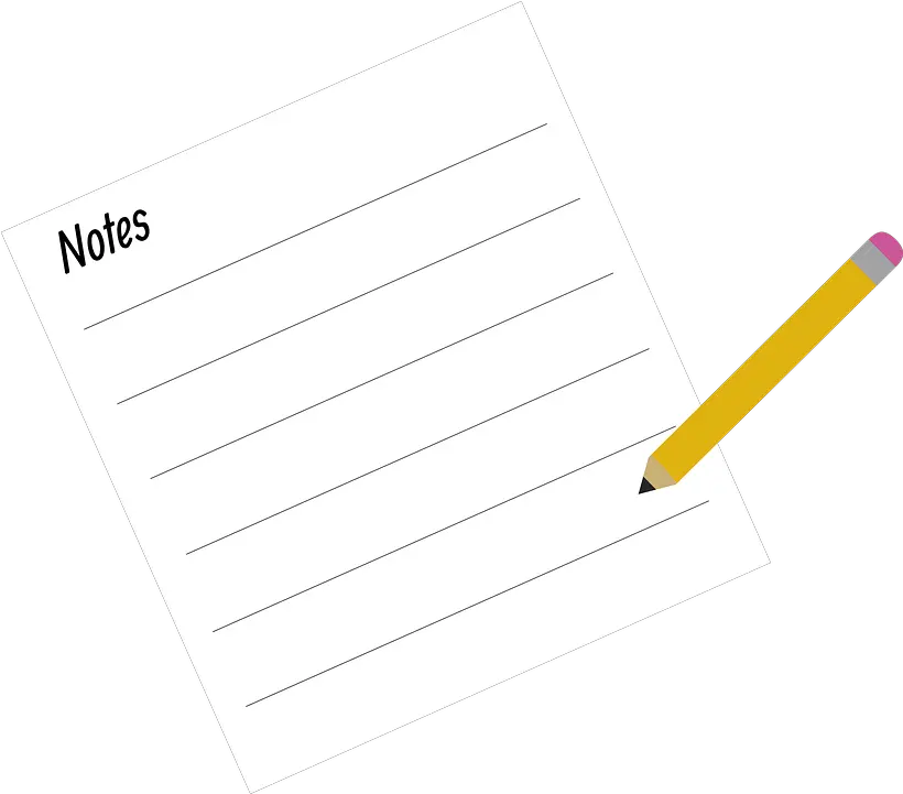 Note Flat Paper Pencil Taking Horizontal Png Note Paper Png