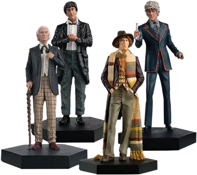 Doctor Who 1st 2nd 3rd U0026 4th Doctors Regeneration 121st Scale Figure 4pack Eaglemoss Doctor Who The Doctor Png Scale Figures Png