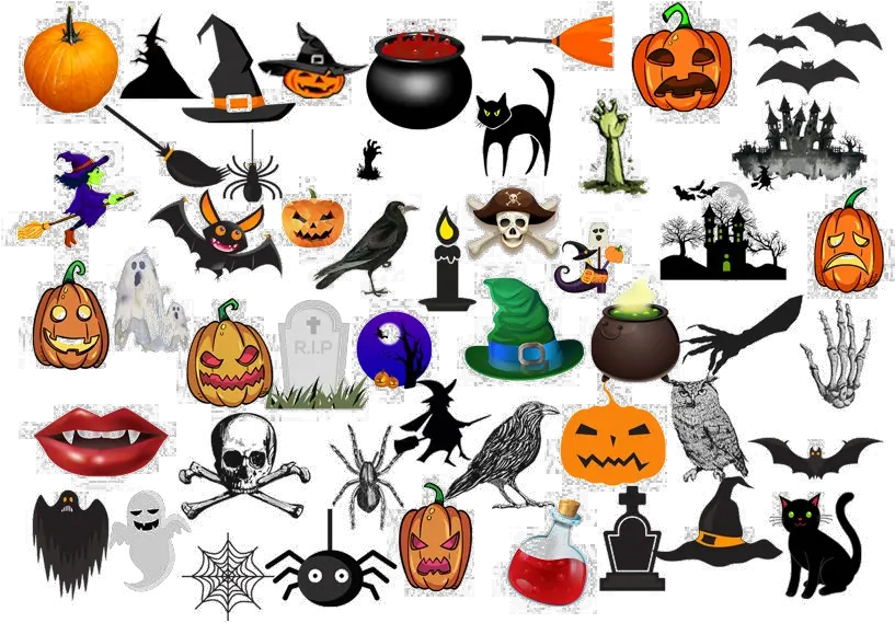 Halloween Elements Png Clipart Mart Cartoon Halloween Clipart Transparent Background