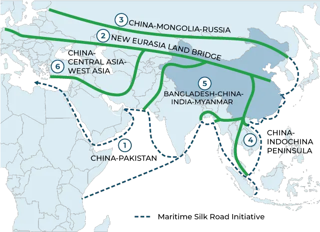 The Belt And Road Is Expanding Trade Partnerships Belt And Road Initiative Six Economic Corridors Png Rule Of Thirds Grid Png