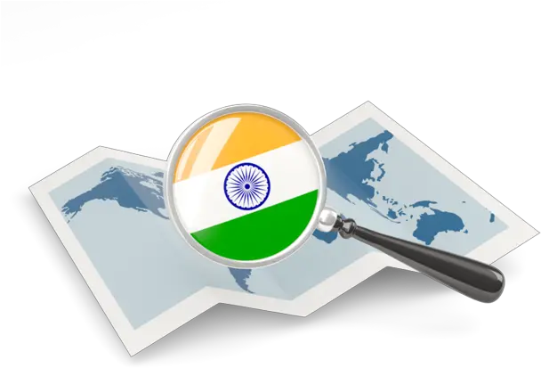 Magnified Flag With Map Illustration Of India Flag Of India Png India Map Png