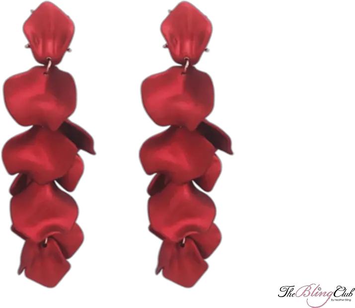 Red Earrings That Look Like Layered Dangling Rose Petals In Vertical Png Rose Petals Transparent