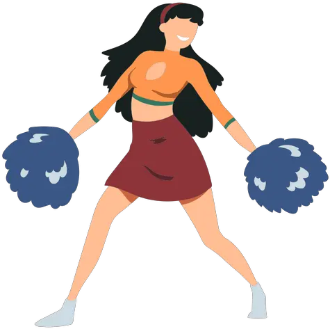 Cheerleader With Pompoms Transparent Png U0026 Svg Vector File For Women Cheerleader Silhouette Png