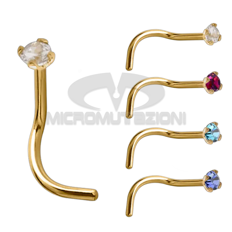 Download 18k Gold Prong Set Jewelled Nose Stud Studs Sabre Png Nose Piercing Png