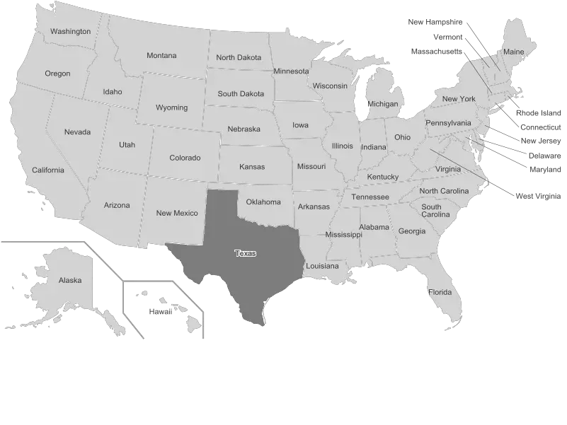 Us Map Texas Highlighted 2nd Circuit Court Png Texas Png