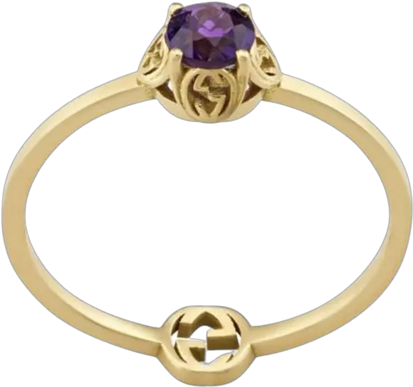 Gucci 18k Yellow Gold Interlocking G Amethyst Ring Png Icon