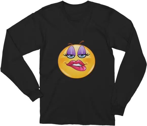 Biting Lip Female Emoji Long Deep State T Shirt Png Lips Emoji Png