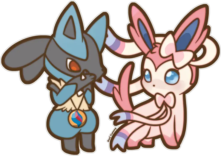 Download Hd Picture Free Stock Commission Chibi And Lucario Pokemon Lucario Sylveon Png Sylveon Transparent