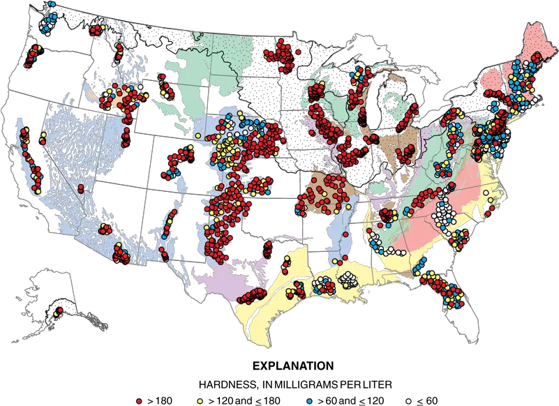 Hardness Of Water Us Water Hardness Map Png Us Map Transparent Background