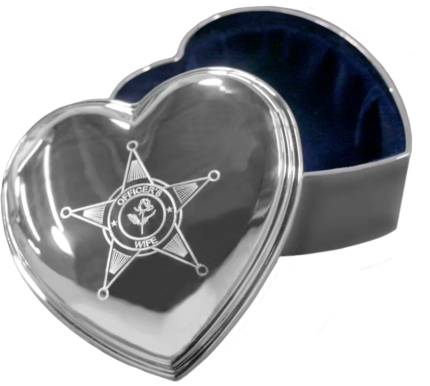 Police Engraved Silver Heart Jewelry Box Solid Png Silver Heart Png