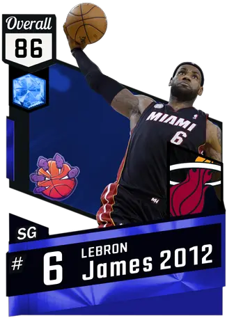 Lebron James 2012 Nba 2k Bill Russell Pink Diamond Card Png Lebron James Dunk Png