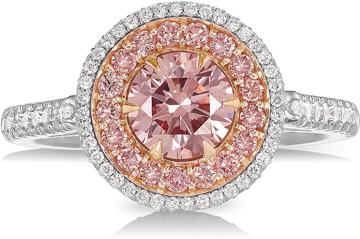 Argyle Pink Diamond Double Halo Vault Ring Ring Png Pink Diamond Png