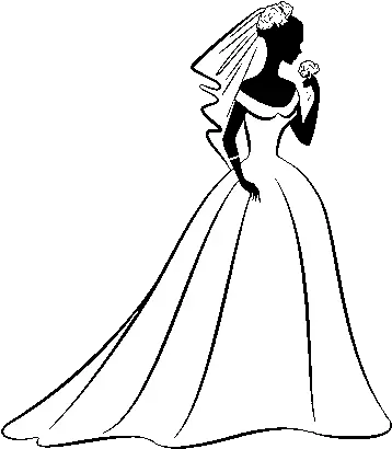 Wedding Dress And Veil Coloring Page Coloringcrewcom Desenho Vestido De Noiva Png Wedding Veil Png