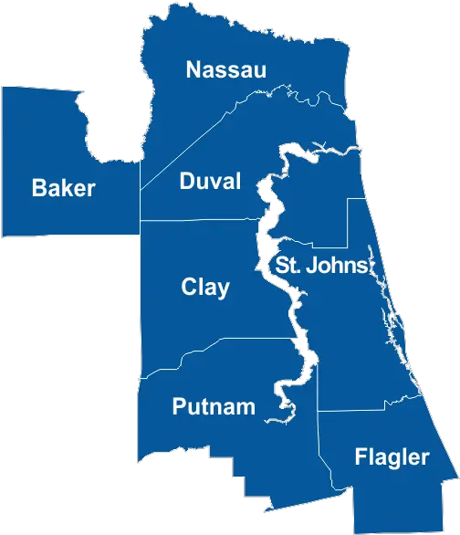 Northeast Florida Regional Council Northeast Florida County Map Png Florida Outline Png