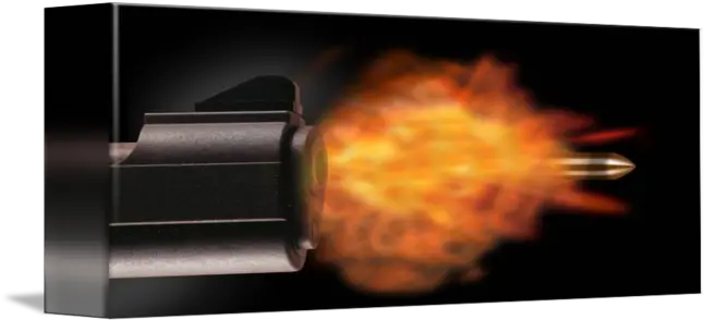 Closeup Of A Gun Firing Bullet By Panoramic Images Gun Barrel Png Bullet Fire Png