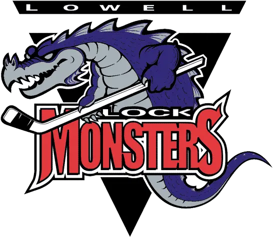 Lowell Lock Monsters Primary Logo Logos Hockey Png Blue Triangle