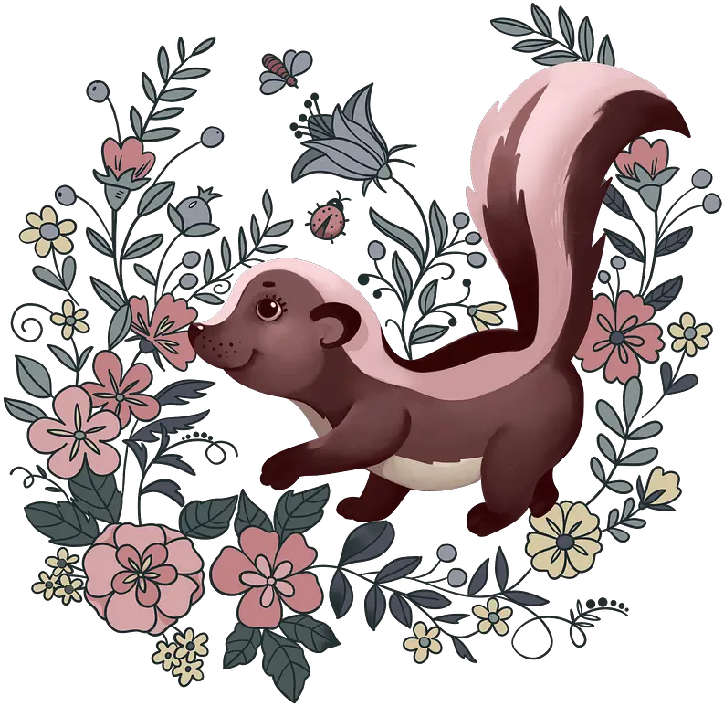 Skunk In Flowers Clipart Free Download Transparent Png Cartoon Skunk Png